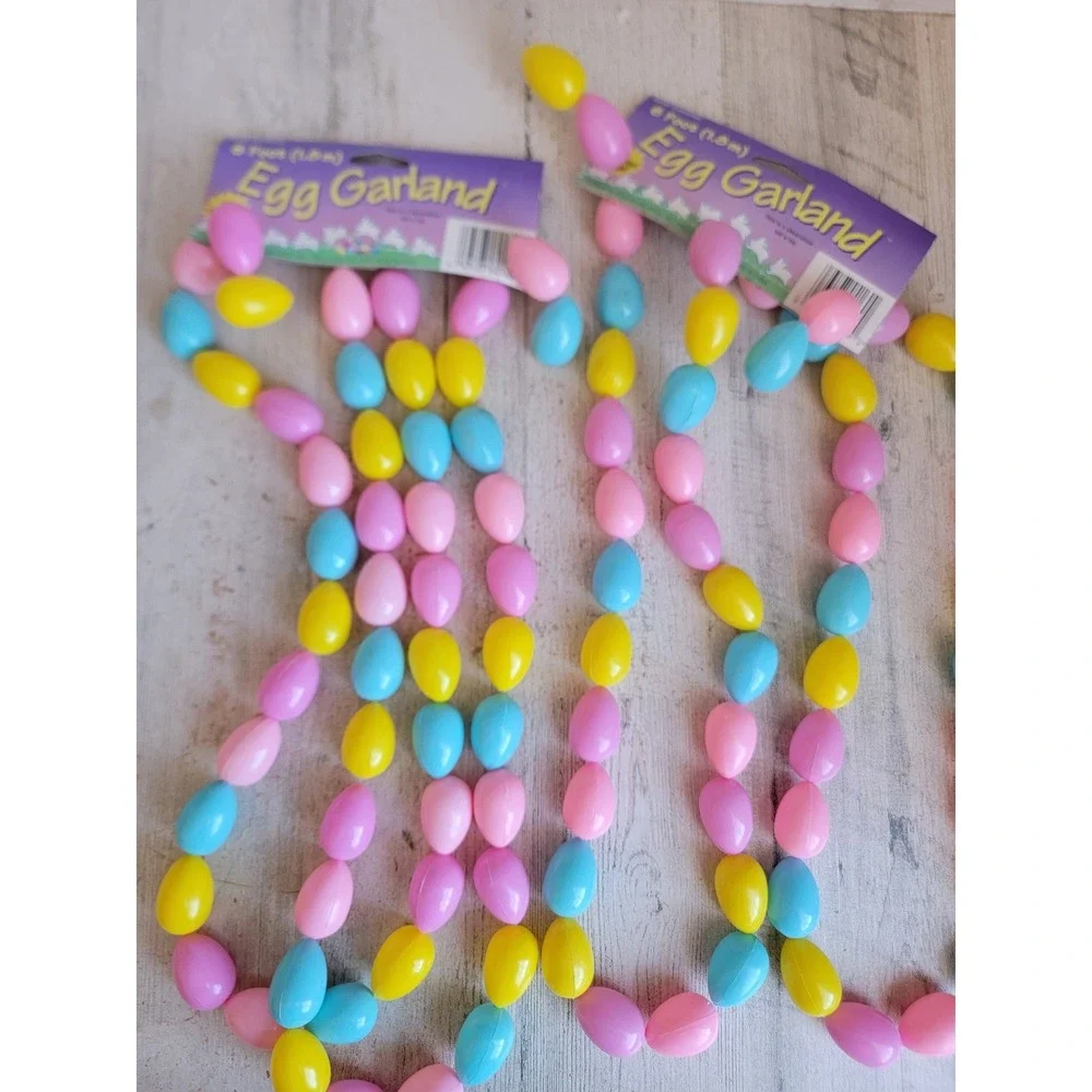 Vintage blow mold pastel egg garland Easter spring hanging home decor set